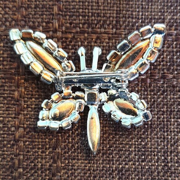 1.75'' Rare Vintage Clear Rhinestone Silver-Tone Bridal Brooch - Picture 6 of 10